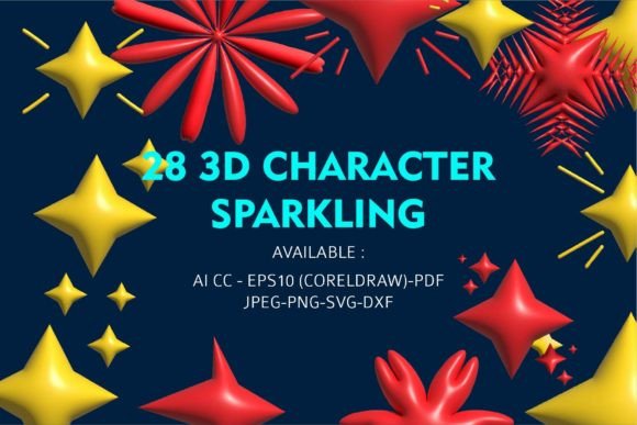 28 3D Sparkling Elements: Graphics & Decorative Elements