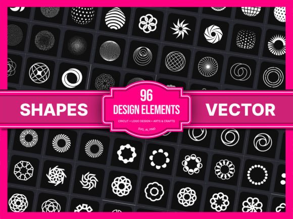 96 SVG Vector Shapes: Decorative Elements & Graphics