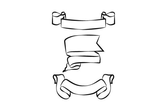 Banner Ribbon Outline Drawing Design: Graphics & Decorative Elements