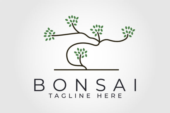 Bonsai Tree Line Logo Vector Design: Graphics & Logos