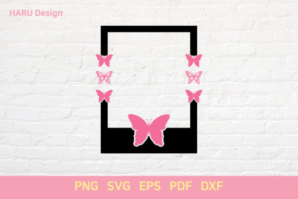 Butterfly Polaroid Frame: Decorative Graphics Asset