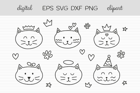 Cute Baby Cat Faces Graphics & Icons