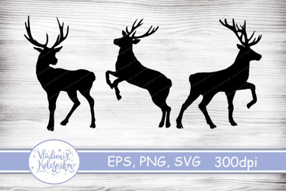 Deer Black Silhouette Vector: Graphics & Decorative Elements