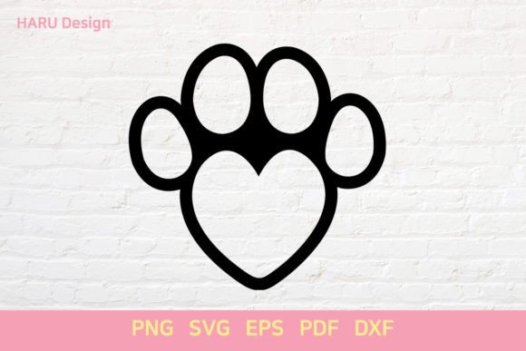 Dog Paw Heart Outline: Decorative Graphics for Crafters