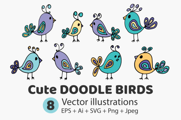 Hand-drawn Birds Graphics for Decorative Elements