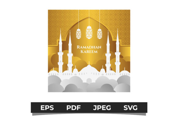 Mosque in Gold Islamic Background: Graphics & Backgrounds