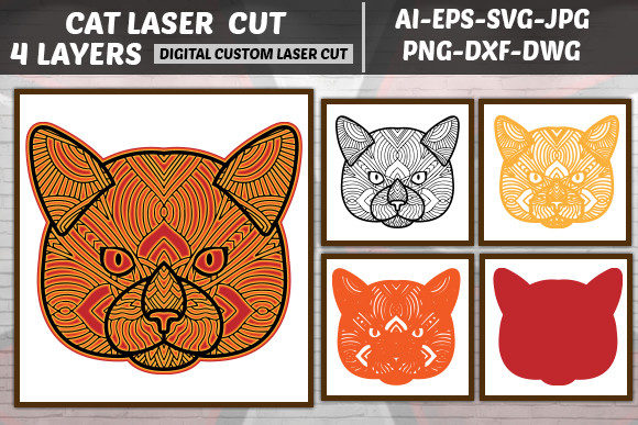 Multilayer Laser Cut Cat SVG for Wall Decor & Laser Cutting