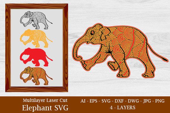 Multilayer Laser Cut Elephant SVG for Laser Cutting & Wall Decor