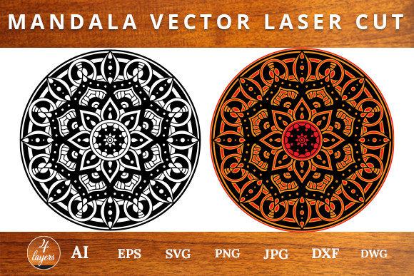Multilayer Mandala Laser Cut File for Wall Decor & Laser Cutting