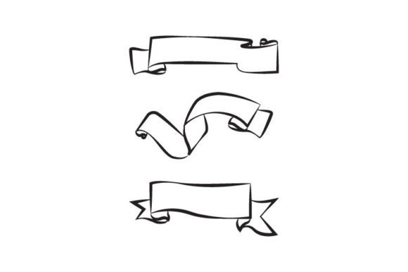 Scrolling Ribbon Banner Clipart Outline