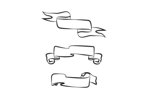 Scrolling Ribbon Banner Vector Outline: Graphics & Decorative Elements