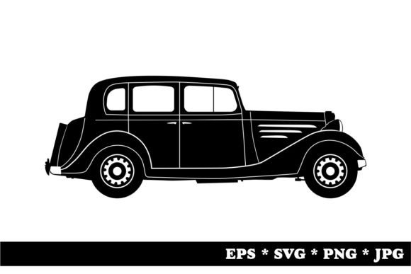 Silhouette of a Vintage Car: Decorative Graphics for Authentic Branding
