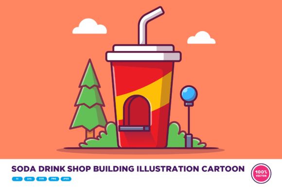 Soda Drink Shop Building Illustration