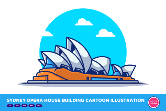 Sydney Opera House Cartoon Graphics for Decorative Branding